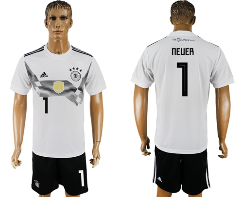Germany #1 Neuer White Home Soccer Country Jersey - Click Image to Close